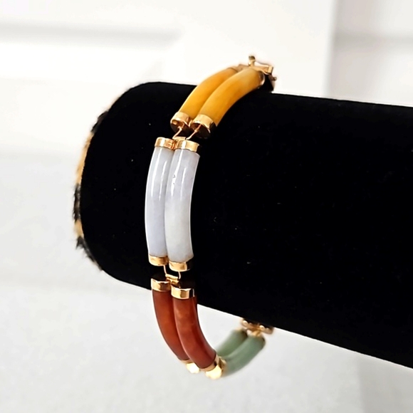 14k Jade Multi-colored Bracelet - Picture 6 of 6